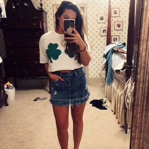 Distressed Denim Skirt